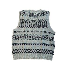 Vintage REI Fair Isle Grandpa Dad Wool Pullover Sweater Vest Size M V-Neck EUC